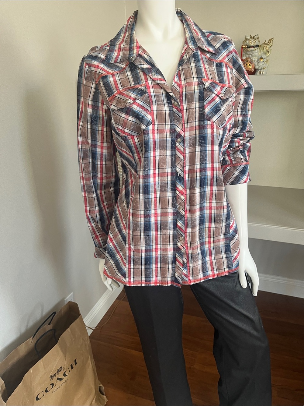 Adiktd Plaid unisex cowboy Shirt in Red, Blue, White, Brown.Bust 42”, Length 26”